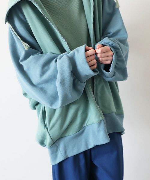 VUy.ヴウワイ.big hoody vuy-s23-k04[GREEN BLUE]:s