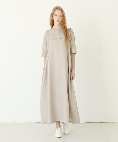 Mochi.モチ.sailor linen dress [natural]