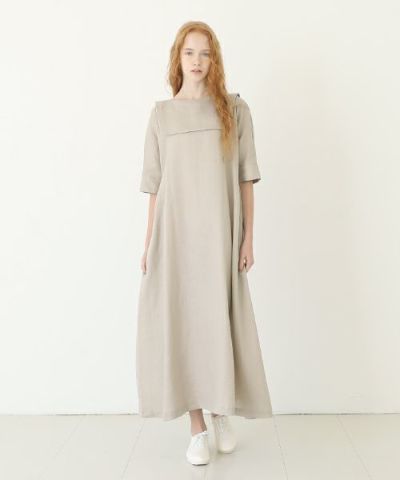 Mochi.モチ.sailor linen dress [natural]