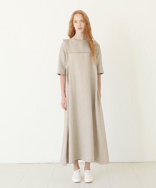 Mochi.モチ.sailor linen dress [natural]