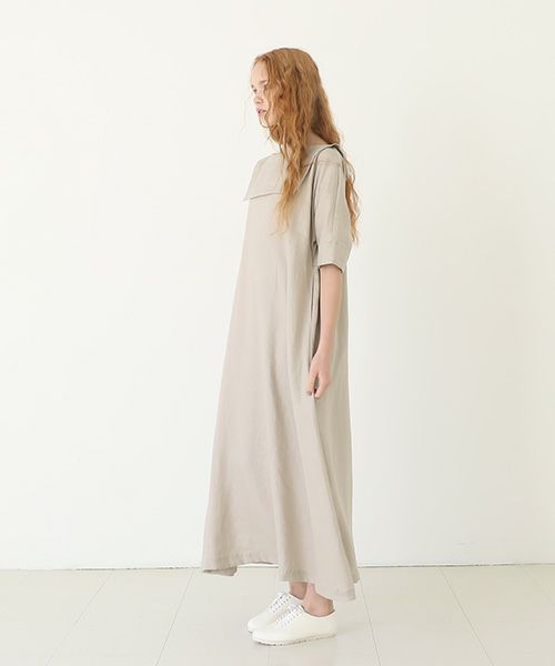 Mochi.モチ.sailor linen dress [natural]