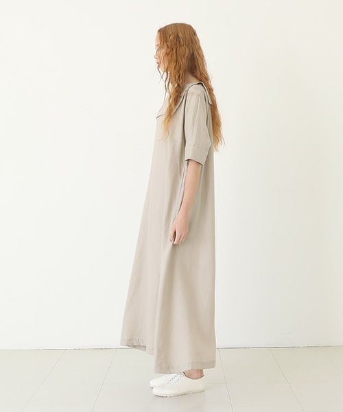 Mochi.モチ.sailor linen dress [natural]