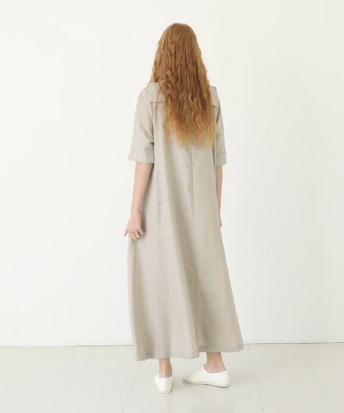 Mochi.モチ.sailor linen dress [natural]