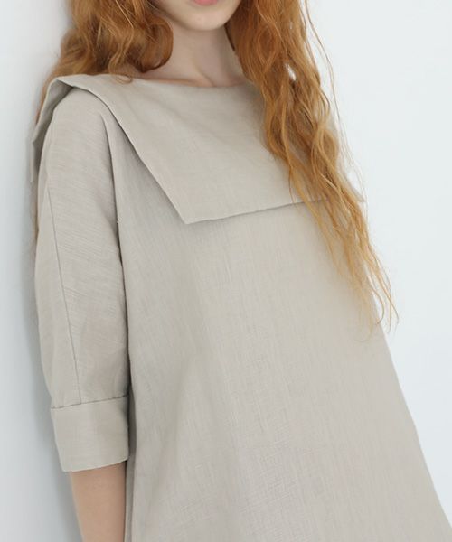 Mochi.モチ.sailor linen dress [natural]