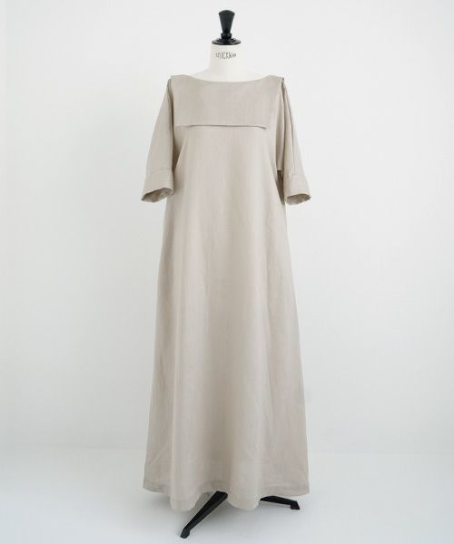 Mochi.モチ.sailor linen dress [natural]