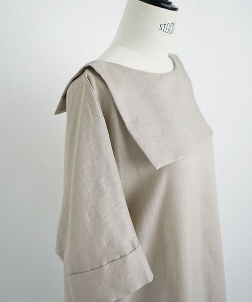 Mochi.モチ.sailor linen dress [natural]