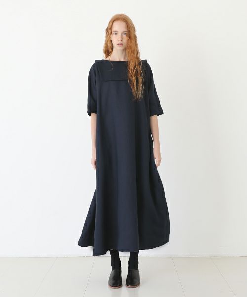 Mochi.モチ.sailor linen dress [navy/・1]