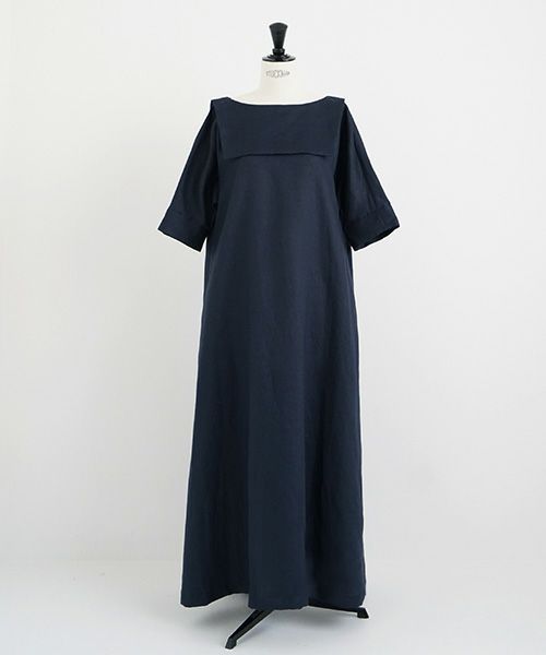 Mochi.モチ.sailor linen dress [navy/・1]