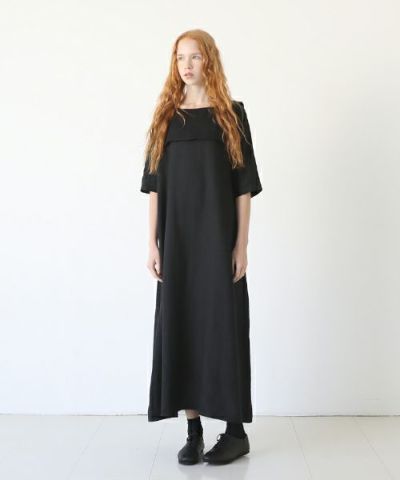 Mochi.モチ.sailor linen dress [black/sa]