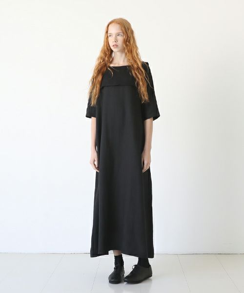 Mochi.モチ.sailor linen dress [black/sa]