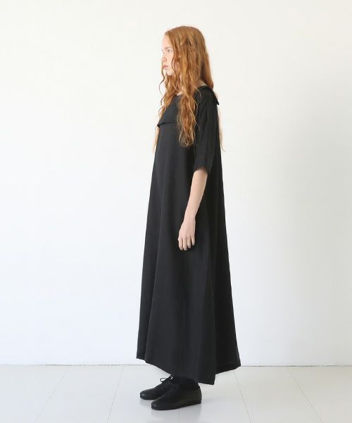 Mochi.モチ.sailor linen dress [black/sa]