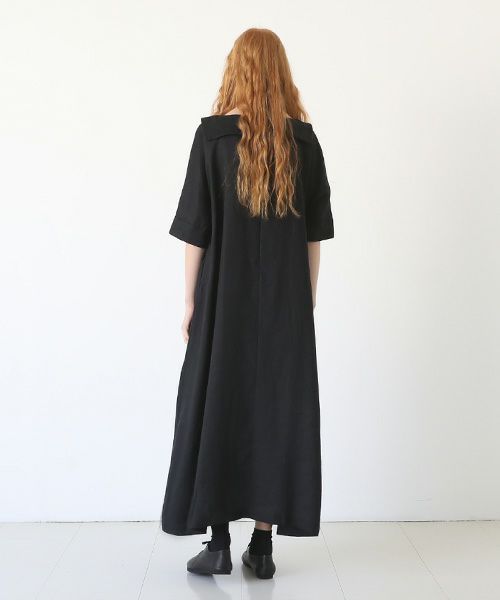 Mochi.モチ.sailor linen dress [black/sa]