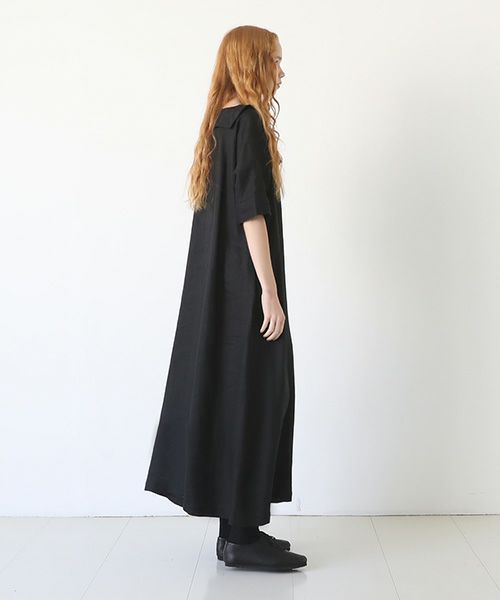 Mochi.モチ.sailor linen dress [black/sa]