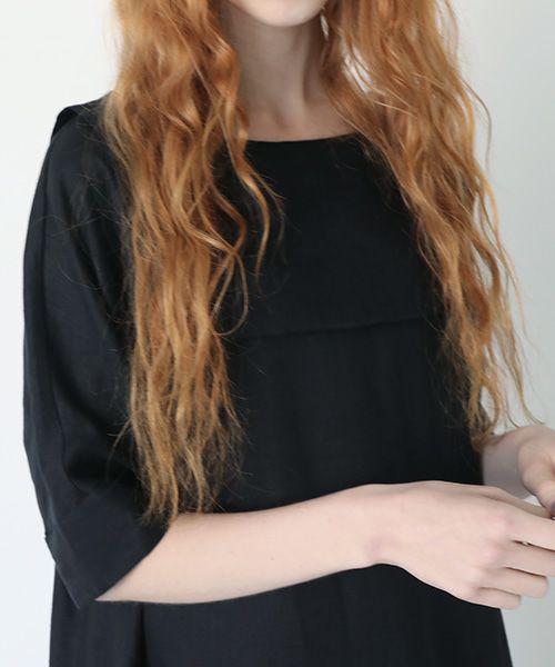 Mochi.モチ.sailor linen dress [black/sa]