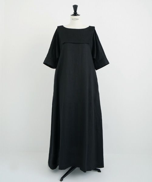 Mochi.モチ.sailor linen dress [black/sa]