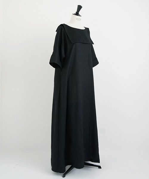 Mochi.モチ.sailor linen dress [black/sa]