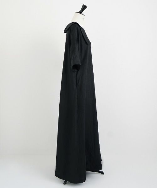 Mochi.モチ.sailor linen dress [black/sa]