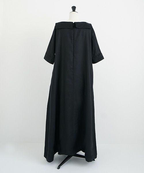 Mochi.モチ.sailor linen dress [black/sa]