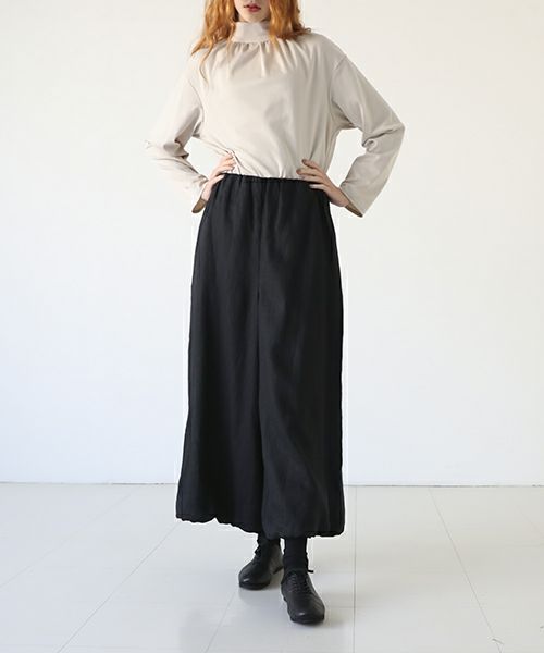 Mochi.モチ.gathered wide pants [black/sa]