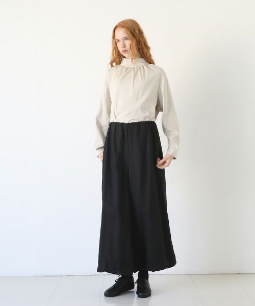 Mochi.モチ.gathered wide pants [black/sa]
