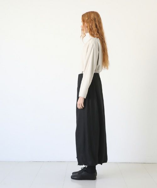 Mochi.モチ.gathered wide pants [black/sa]