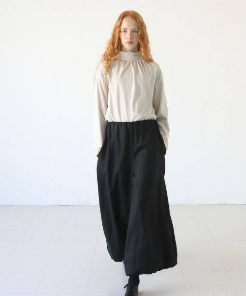 Mochi.モチ.gathered wide pants [black/sa]
