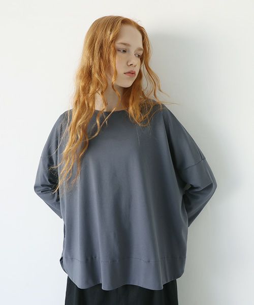 Mochi.モチ.suvin long sleeved t-shirt [charcoal gray]