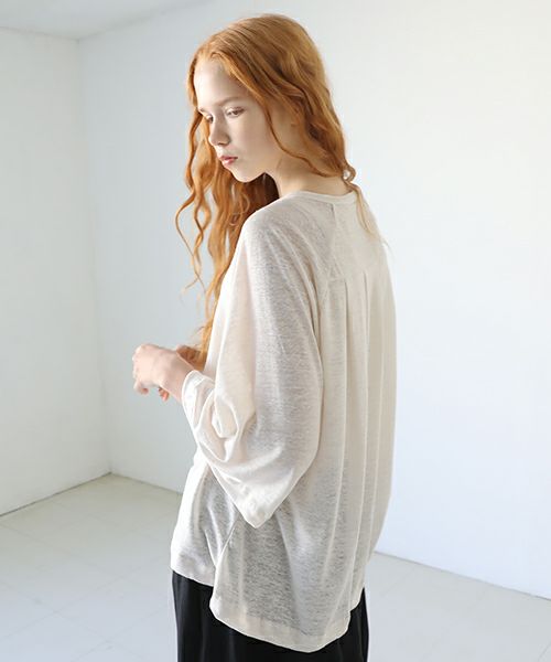 Mochi.モチ.raglan sleeve linen t-shirt [off white]