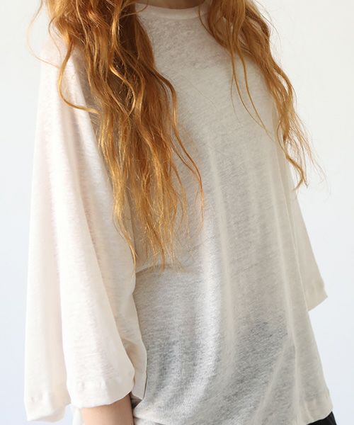 Mochi.モチ.raglan sleeve linen t-shirt [off white]