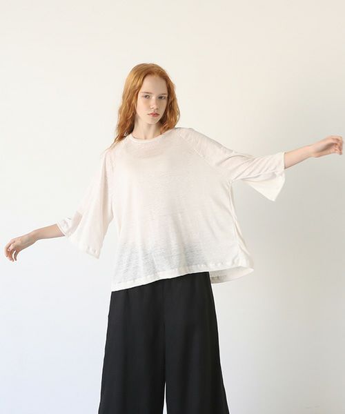 Mochi.モチ.raglan sleeve linen t-shirt [off white]