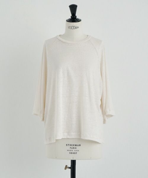 Mochi.モチ.raglan sleeve linen t-shirt [off white]