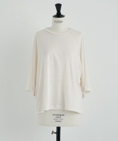 Mochi.モチ.raglan sleeve linen t-shirt [off white]