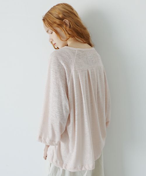 Mochi.モチ.raglan sleeve linen t-shirt [pink]