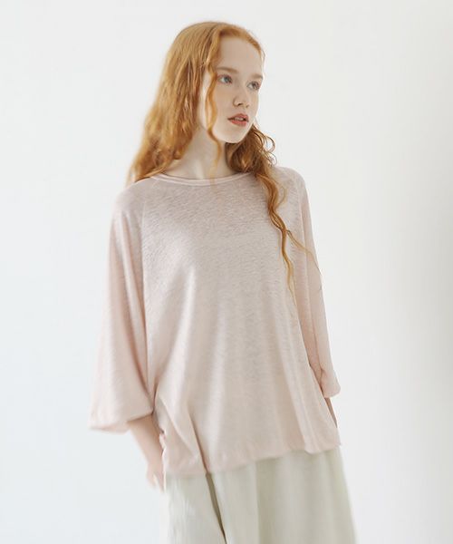 Mochi.モチ.raglan sleeve linen t-shirt [pink]