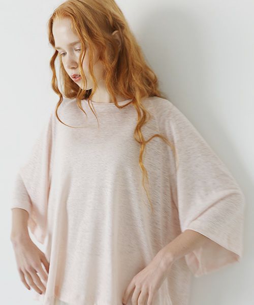 Mochi.モチ.raglan sleeve linen t-shirt [pink]