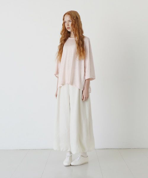 Mochi.モチ.raglan sleeve linen t-shirt [pink]