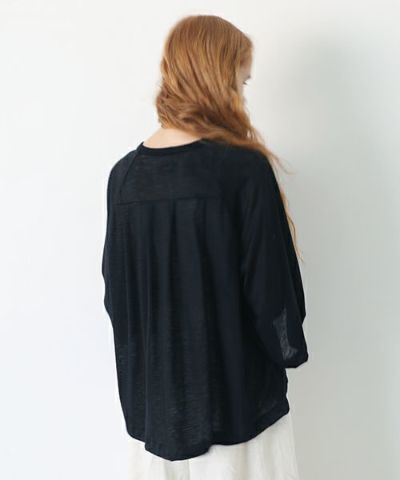 Mochi.モチ.raglan sleeve linen t-shirt [black]