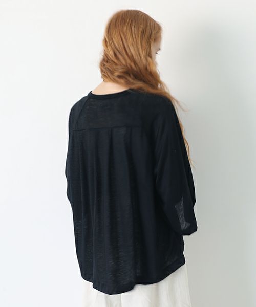 Mochi.モチ.raglan sleeve linen t-shirt [black]