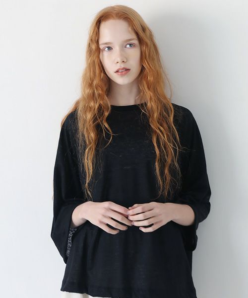 Mochi.モチ.raglan sleeve linen t-shirt [black]