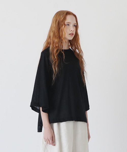 Mochi.モチ.raglan sleeve linen t-shirt [black]