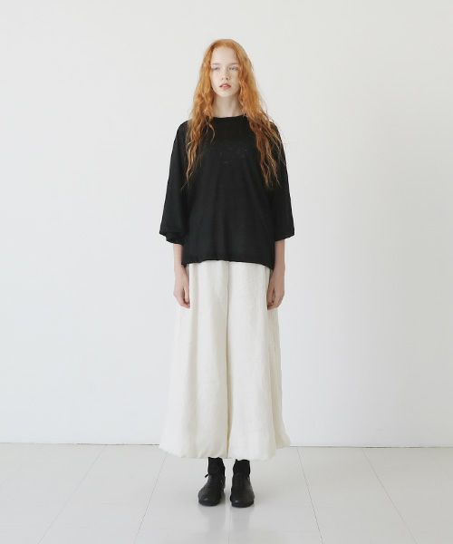 Mochi.モチ.raglan sleeve linen t-shirt [black]