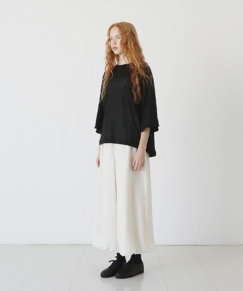 Mochi.モチ.raglan sleeve linen t-shirt [black]