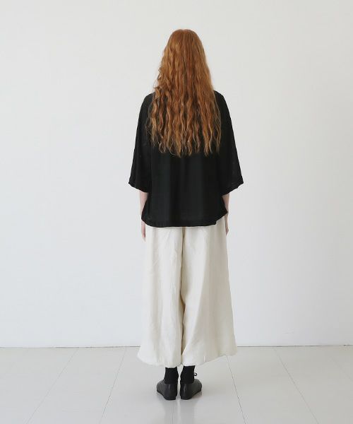 Mochi.モチ.raglan sleeve linen t-shirt [black]