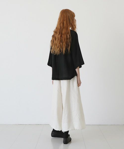 Mochi.モチ.raglan sleeve linen t-shirt [black]