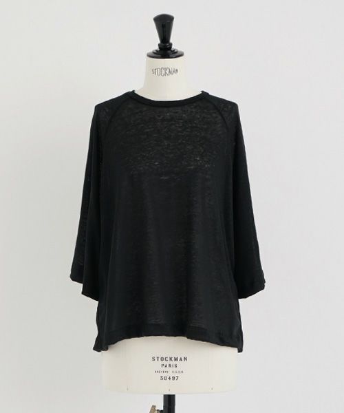 Mochi.モチ.raglan sleeve linen t-shirt [black]