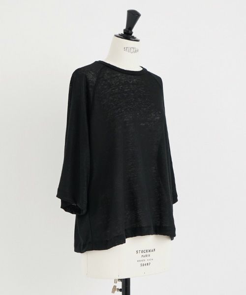 Mochi.モチ.raglan sleeve linen t-shirt [black]