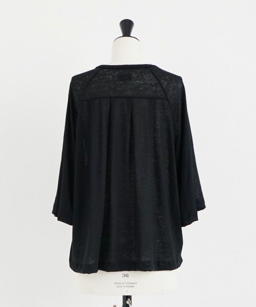 Mochi.モチ.raglan sleeve linen t-shirt [black]