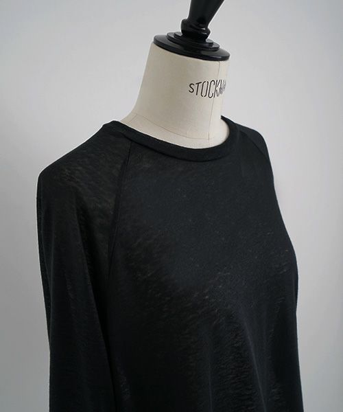 Mochi.モチ.raglan sleeve linen t-shirt [black]