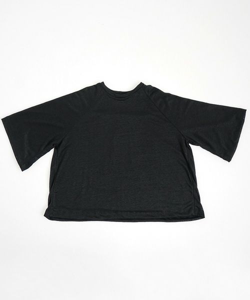 Mochi.モチ.raglan sleeve linen t-shirt [black]