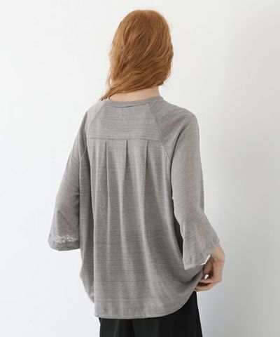 Mochi.モチ.raglan sleeve linen t-shirt [grey/sa]